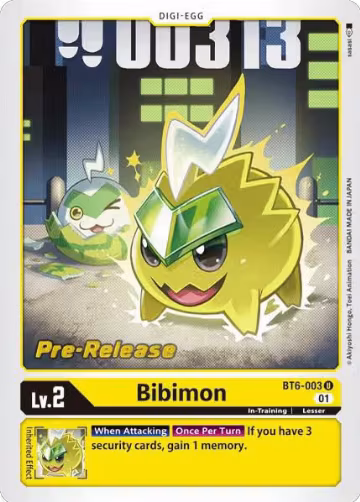 Bibimon (BT6-003 U), Double Diamond Pre-Release Cards — Digimon card price