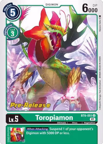 Toropiamon (BT6-051 U), Double Diamond Pre-Release Cards — Digimon card price