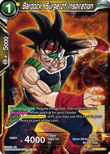 Bardock, Surge of Inspiration (P-204), Mythic Booster — DB Super card price