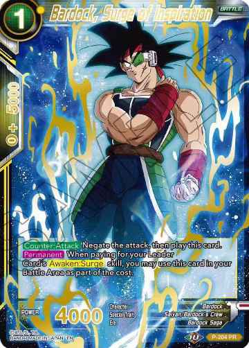 Bardock, Surge of Inspiration (Gold Stamped) (P-204), Mythic Booster — DB Super card price
