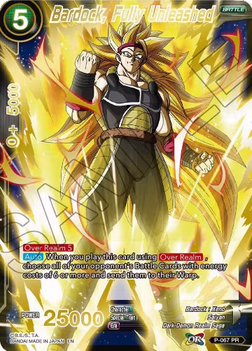 Bardock, Fully Unleashed (Gold Stamped) (P-067), Mythic Booster — DB Super card price