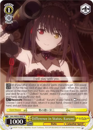 Difference in Status, Kurumi (Parallel Foil) (DAL/WE33-E007 R), Date A Bullet — Weiß Schwarz card price