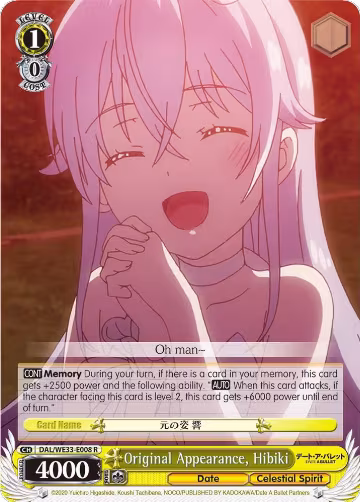 Original Appearance, Hibiki (DAL/WE33-E008 R), Date A Bullet — Weiß Schwarz card price