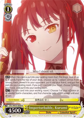 Imperturbable, Kurumi (Parallel Foil) (DAL/WE33-E009 R), Date A Bullet — Weiß Schwarz card price