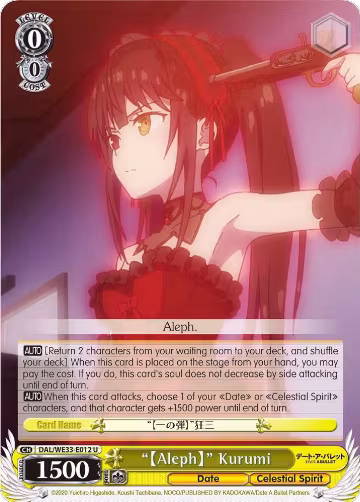 "Aleph" Kurumi (Parallel Foil) (DAL/WE33-E012 U), Date A Bullet — Weiß Schwarz card price