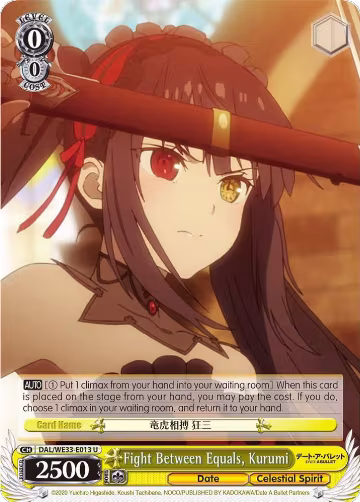 Fight Between Equals, Kurumi (Parallel Foil) (DAL/WE33-E013 U), Date A Bullet — Weiß Schwarz card price