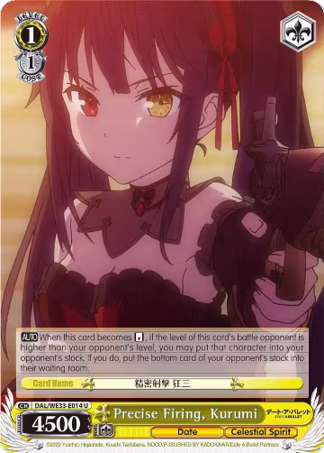Precise Firing, Kurumi (Parallel Foil) (DAL/WE33-E014 U), Date A Bullet — Weiß Schwarz card price