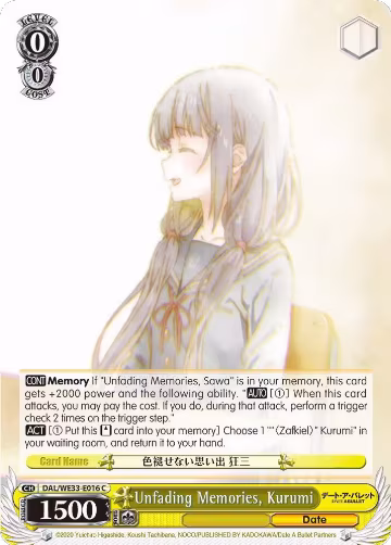 Unfading Memories, Kurumi (DAL/WE33-E016 C), Date A Bullet — Weiß Schwarz card price