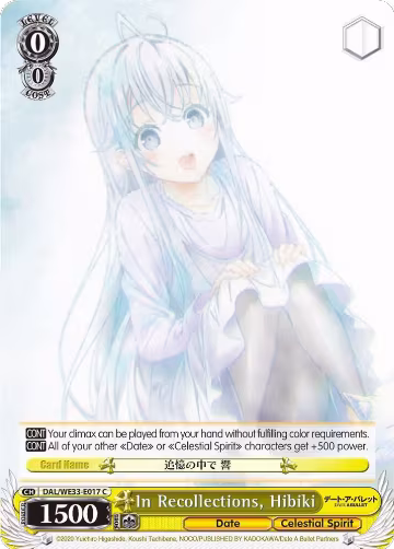 In Recollections, Hibiki (DAL/WE33-E017 C), Date A Bullet — Weiß Schwarz card price