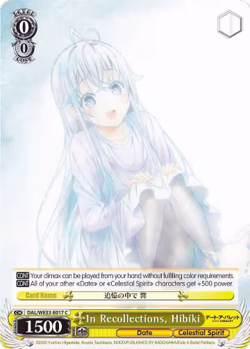 In Recollections, Hibiki (Parallel Foil) (DAL/WE33-E017 C), Date A Bullet — Weiß Schwarz card price