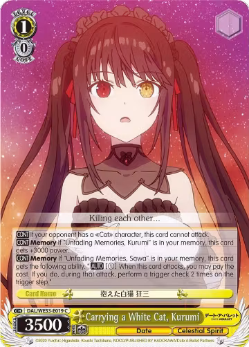 Carrying a White Cat, Kurumi (DAL/WE33-E019 C), Date A Bullet — Weiß Schwarz card price