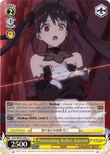Penetrating Bullet, Kurumi (Parallel Foil) (DAL/WE33-E021 C), Date A Bullet — Weiß Schwarz card price