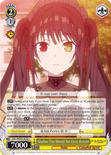 Shadow That Should Not Exist, Kurumi (Parallel Foil) (DAL/WE33-E022 C), Date A Bullet — Weiß Schwarz card price