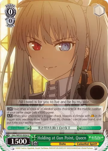 Holding at Gun Point, Queen (Parallel Foil) (DAL/WE33-E034 U), Date A Bullet — Weiß Schwarz card price