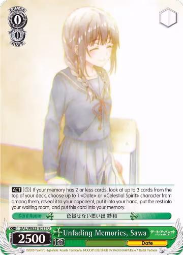 Unfading Memories, Sawa (DAL/WE33-E035 U), Date A Bullet — Weiß Schwarz card price