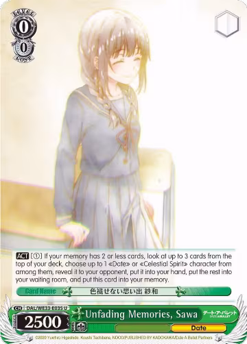 Unfading Memories, Sawa (Parallel Foil) (DAL/WE33-E035 U), Date A Bullet — Weiß Schwarz card price