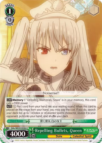 Repelling Bullets, Queen (Parallel Foil) (DAL/WE33-E036 U), Date A Bullet — Weiß Schwarz card price