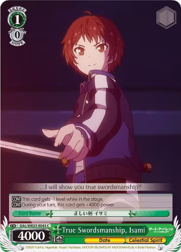 True Swordsmanship, Isami (Parallel Foil) (DAL/WE33-E043 C), Date A Bullet — Weiß Schwarz card price