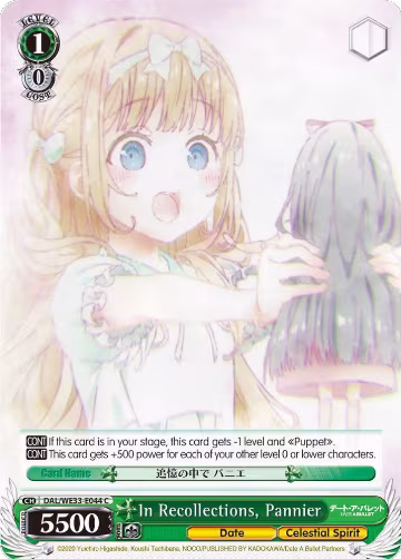 In Recollections, Pannier (Parallel Foil) (DAL/WE33-E044 C), Date A Bullet — Weiß Schwarz card price