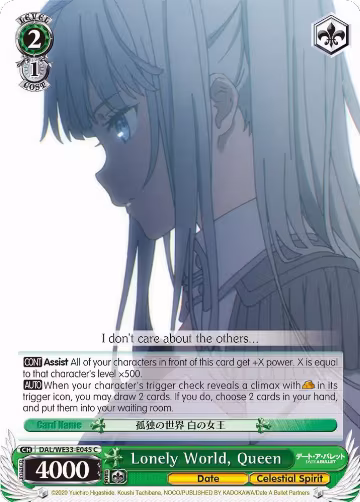 Lonely World, Queen (DAL/WE33-E045 C), Date A Bullet — Weiß Schwarz card price