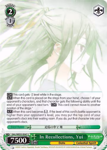 In Recollections, Yui (Parallel Foil) (DAL/WE33-E047 C), Date A Bullet — Weiß Schwarz card price