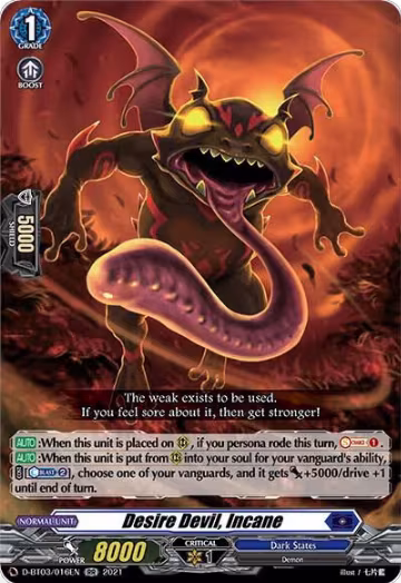 Desire Devil, Incane (D-BT03/016EN), D-BT03: Advance of Intertwined Stars — Vanguard card price