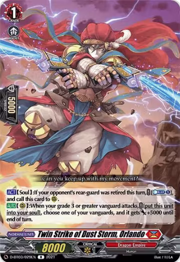 Twin Strike of Dust Storm, Orlando (D-BT03/029EN), D-BT03: Advance of Intertwined Stars — Vanguard card price