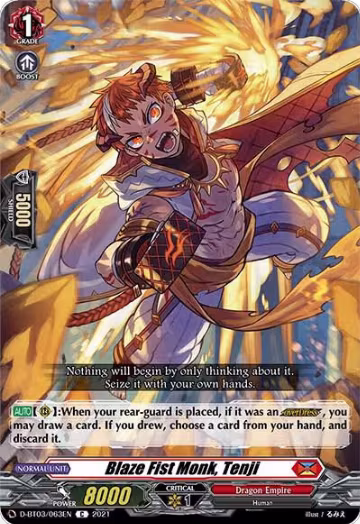 Blaze Fist Monk, Tenji (D-BT03/063EN), D-BT03: Advance of Intertwined Stars — Vanguard card price
