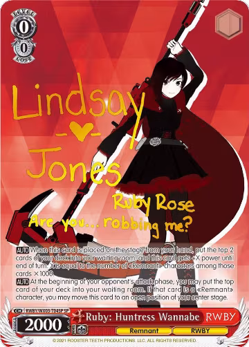 Ruby: Huntress Wannabe (SP) (RWBY/WX03-T04SP SP), RWBY — Weiß Schwarz card price
