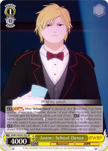 Jaune: School Dance (RWBY/WX03-002 RR), RWBY — Weiß Schwarz card price
