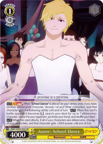 Jaune: School Dance (SR) (RWBY/WX03-002S SR), RWBY — Weiß Schwarz card price