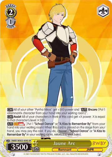 Jaune Arc (SR) (RWBY/WX03-004S SR), RWBY — Weiß Schwarz card price
