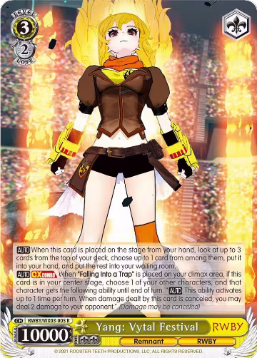 Yang: Vytal Festival (RWBY/WX03-005 R), RWBY — Weiß Schwarz card price