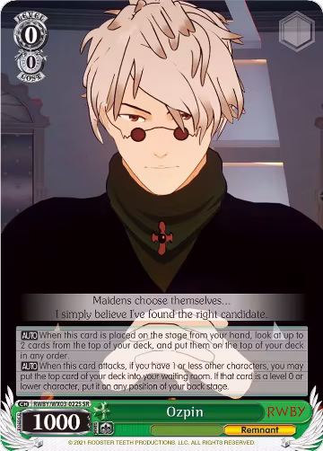 Ozpin (SR) (RWBY/WX03-022S SR), RWBY — Weiß Schwarz card price