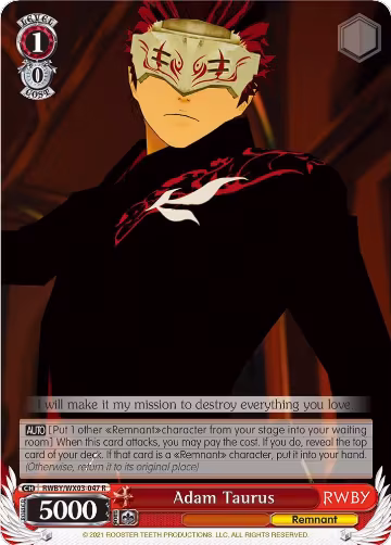 Adam Taurus (RWBY/WX03-047 R), RWBY — Weiß Schwarz card price