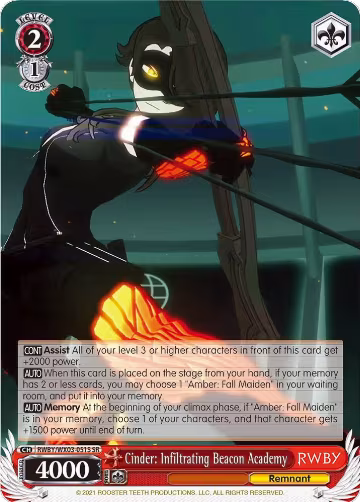 Cinder: Infiltrating Beacon Academy (SR) (RWBY/WX03-051S SR), RWBY — Weiß Schwarz card price
