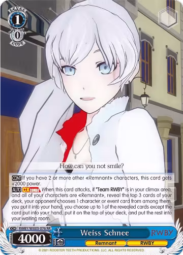 Weiss Schnee (RWBY/WX03-076 RR), RWBY — Weiß Schwarz card price