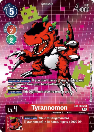 Tyrannomon (Alternate Art) (EX1-005 R), Classic Collection — Digimon card price