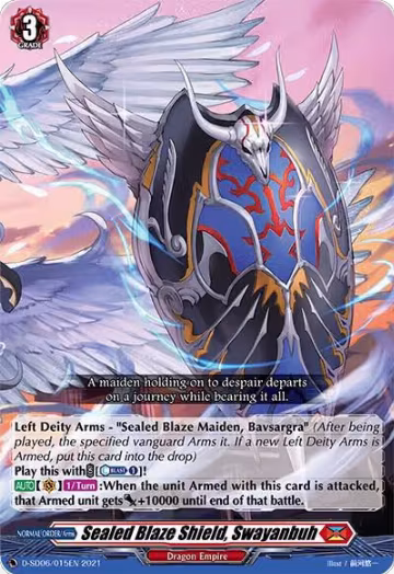 Sealed Blaze Shield, Swayanbuh (D-SD06/015EN), D-SD06: Mirei Minae -Sealed Blaze Maiden- — Vanguard card price