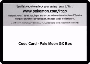 Code Card - Pale Moon GX Box, SM - Unified Minds — Pokémon card price