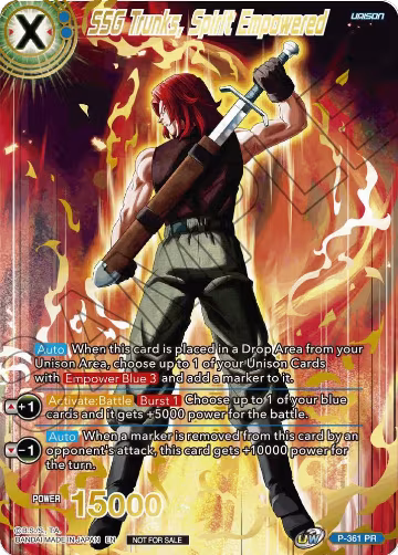 SSG Trunks, Spirit Empowered (Gold Stamped) (P-361 PR), Promotion Cards — DB Super card price