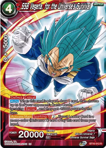 SSB Vegeta, for the Universe's Survival (BT16-012), Realm of the Gods — DB Super card price