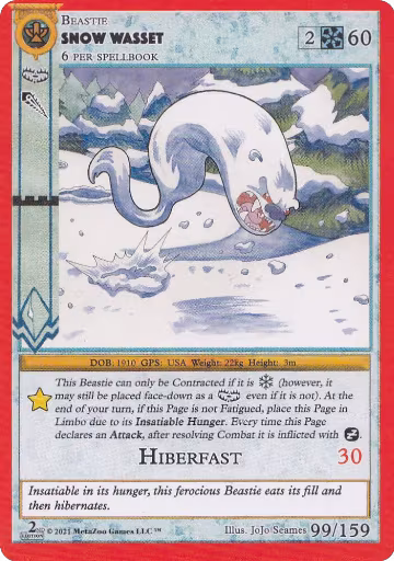 Snow Wasset (99), Cryptid Nation: Second Edition — MetaZoo card price