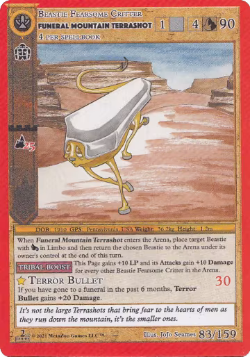 Funeral Mountain Terrashot (83), Cryptid Nation: Second Edition — MetaZoo card price