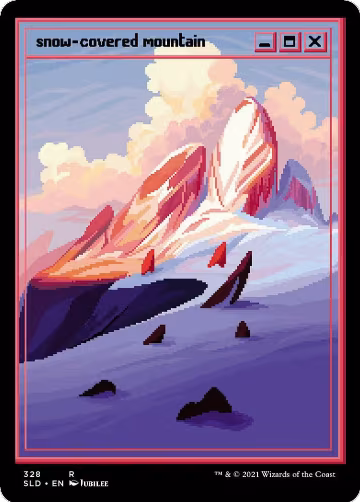 Snow-Covered Mountain (PixelSnowLands.jpg) (328), Secret Lair Drop Series — Magic card price