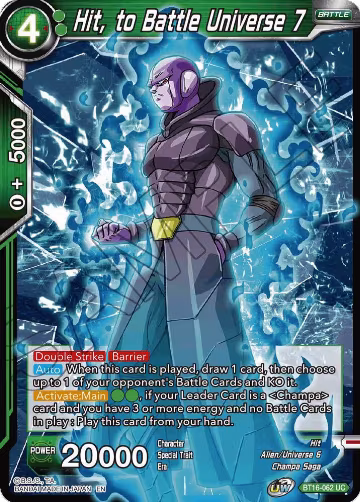 Hit, to Battle Universe 7 (BT16-062), Realm of the Gods — DB Super card price