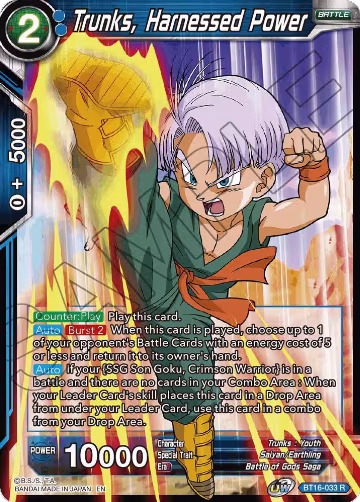 Trunks, Harnessed Power (BT16-033), Realm of the Gods — DB Super card price