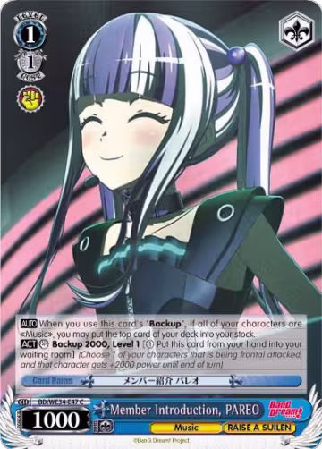 Member Introduction, PAREO (BD/WE34-E47 C), Morfonica x RAISE A SUILEN — Weiß Schwarz card price