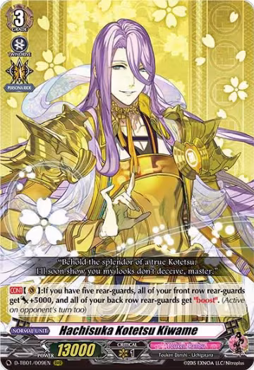 Hachisuka Kotetsu Kiwame (D-TB01/009EN), D-TB01: Touken Ranbu -ONLINE- 2021 — Vanguard card price