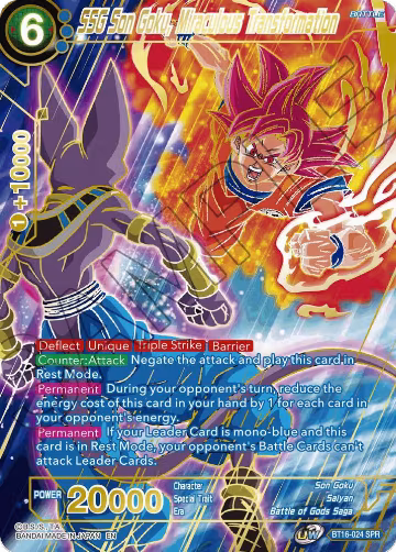 SSG Son Goku, Miraculous Transformation (SPR) (BT16-024), Realm of the Gods — DB Super card price